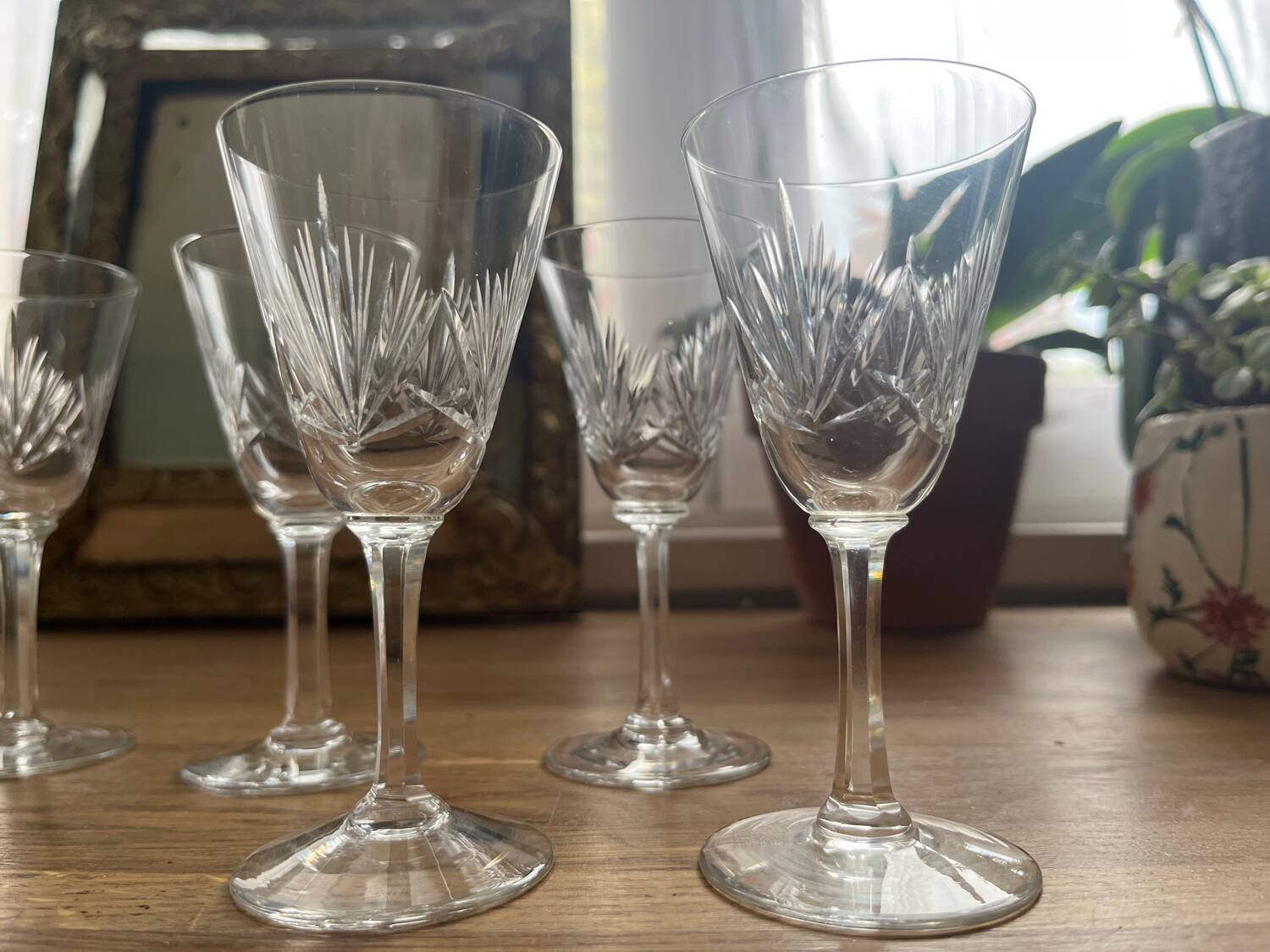 Cut crystal liqueur glasses