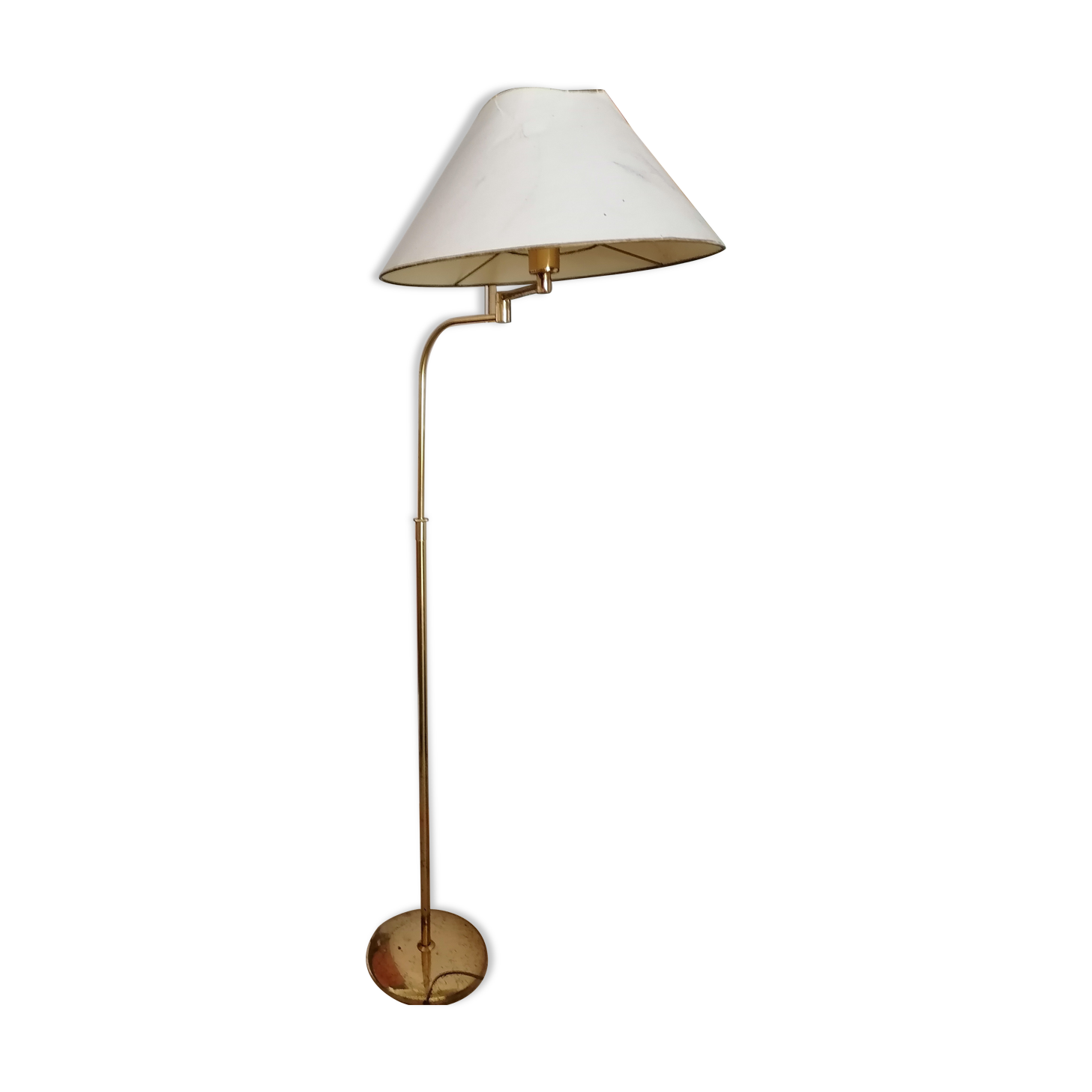 Brass floor lamp column adjustable e-reader art deco style
