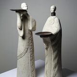 Pair of candlesticks "Akwe Priestesses" contemporary African Holländer style