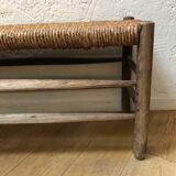 Wooden and straw bench