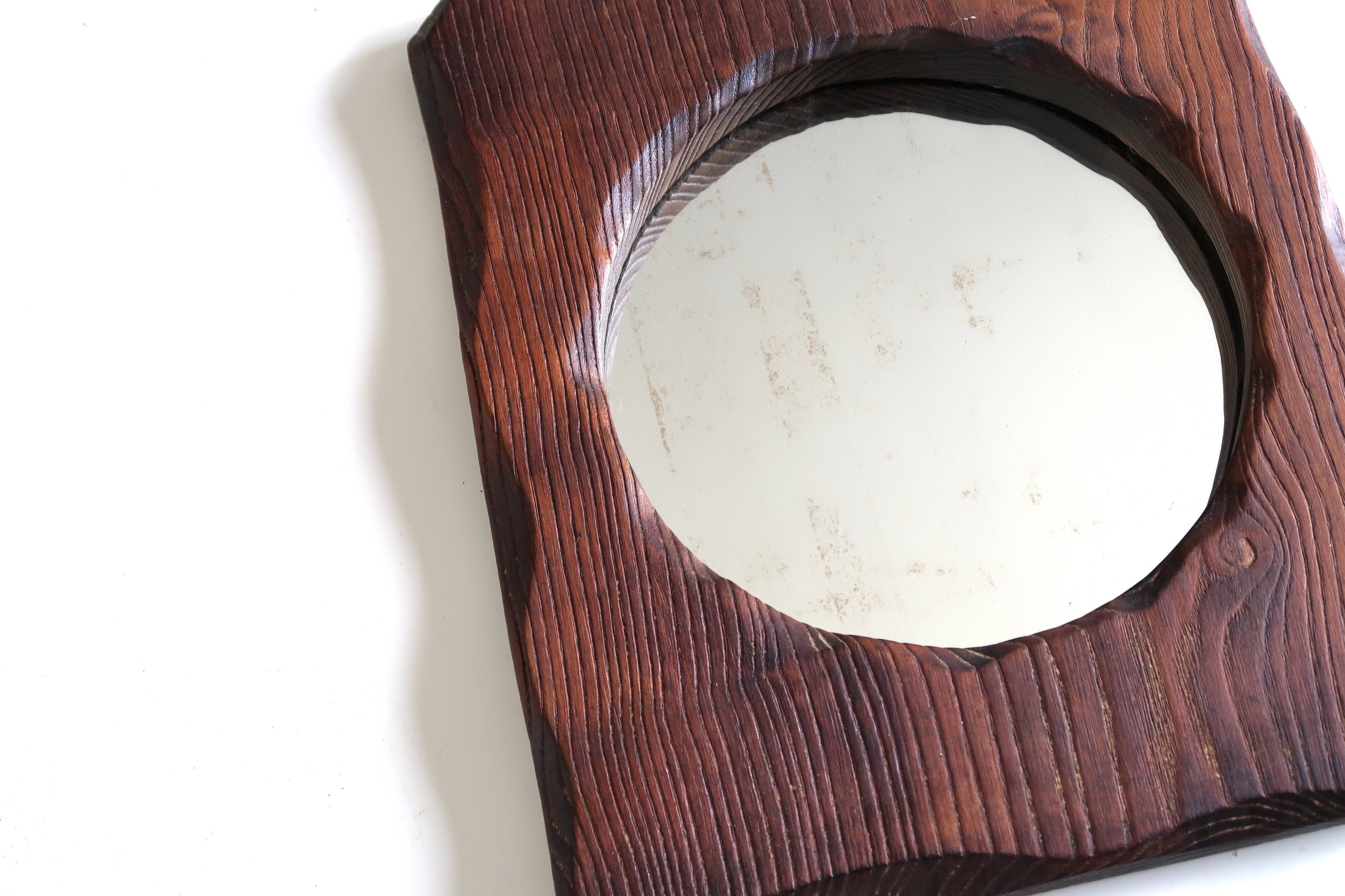 Free-form wooden mirror, 70s