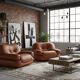 Sapporo cognac leather armchairs by Mobil GIRGI 1970s