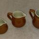 Set of 3 small carafes jugs milk pots sauce 70s vintage ceramic