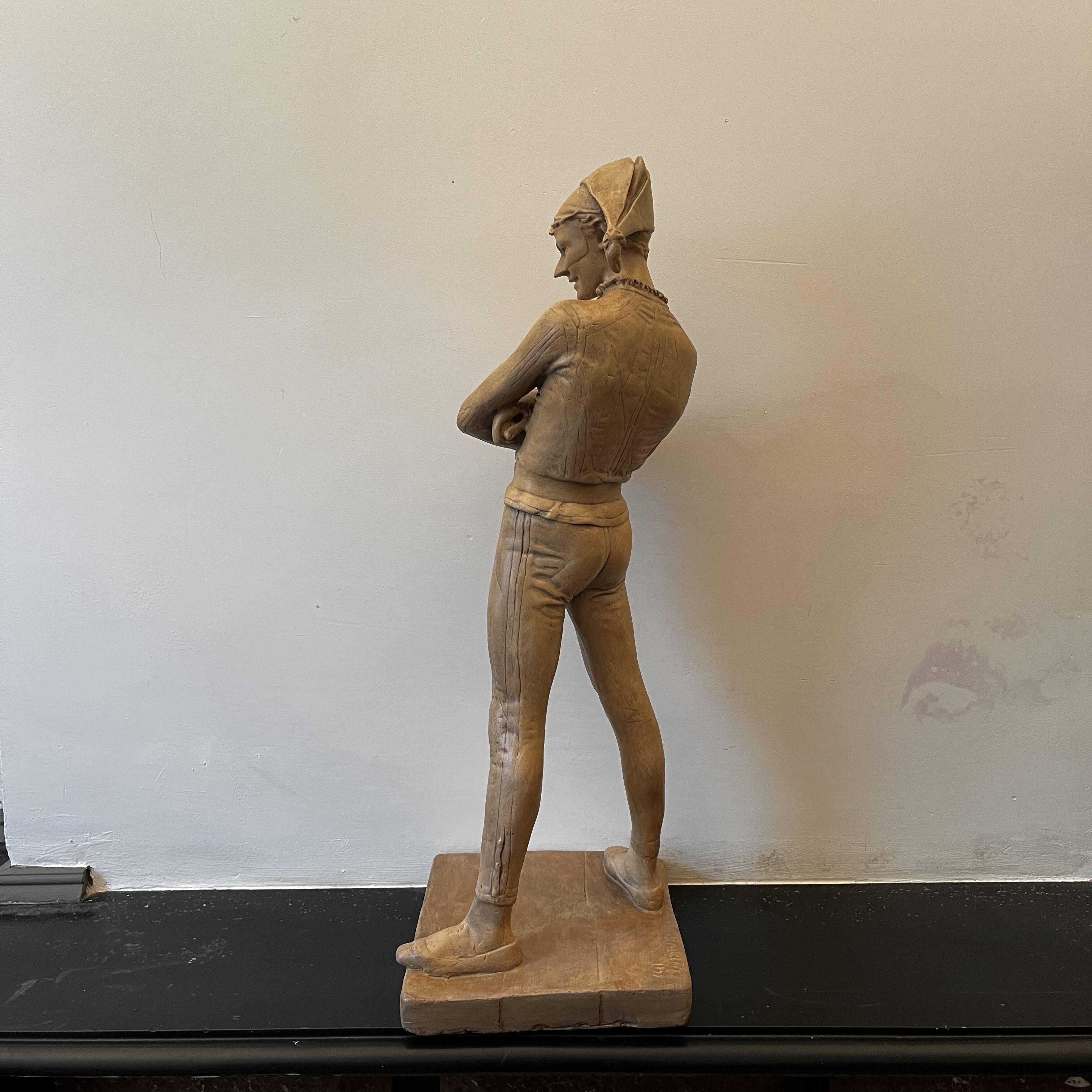 Charles René de Saint-Marceaux 'Harlequin' terracotta sculpture, 19th century