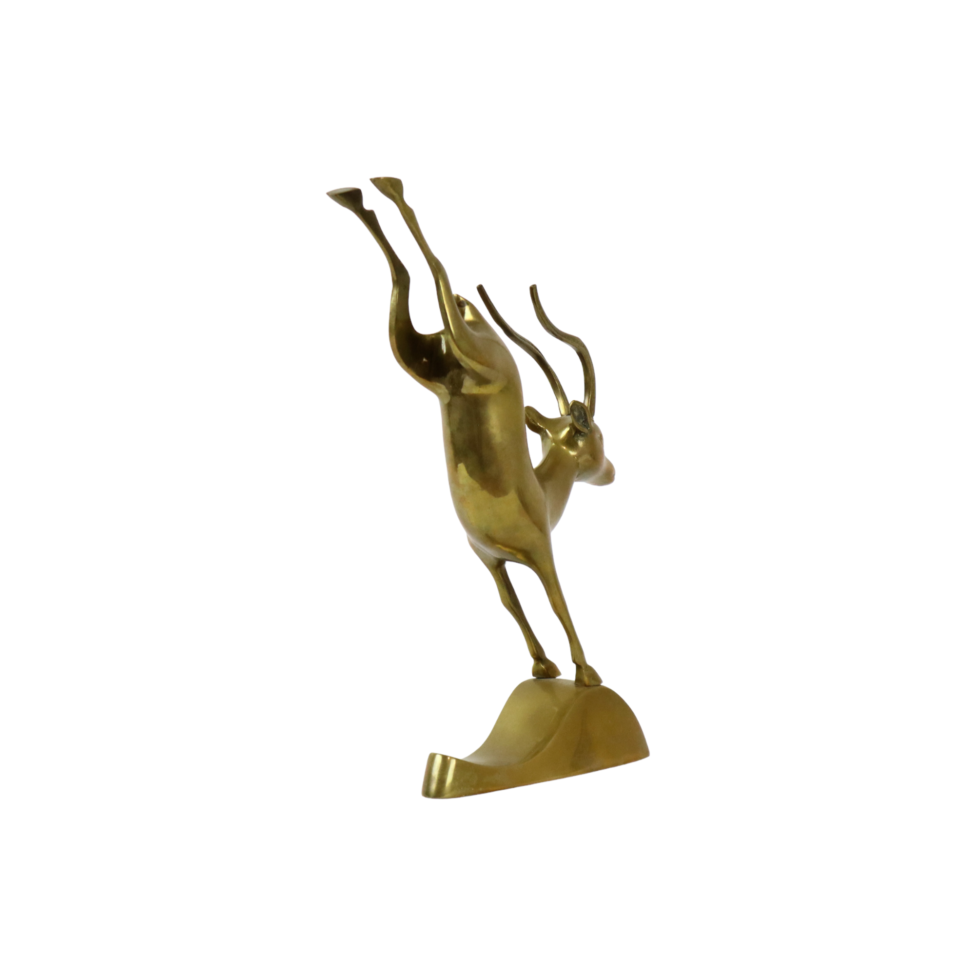 Vintage gazelle antelope brass copper statue sculpture deer 32cm