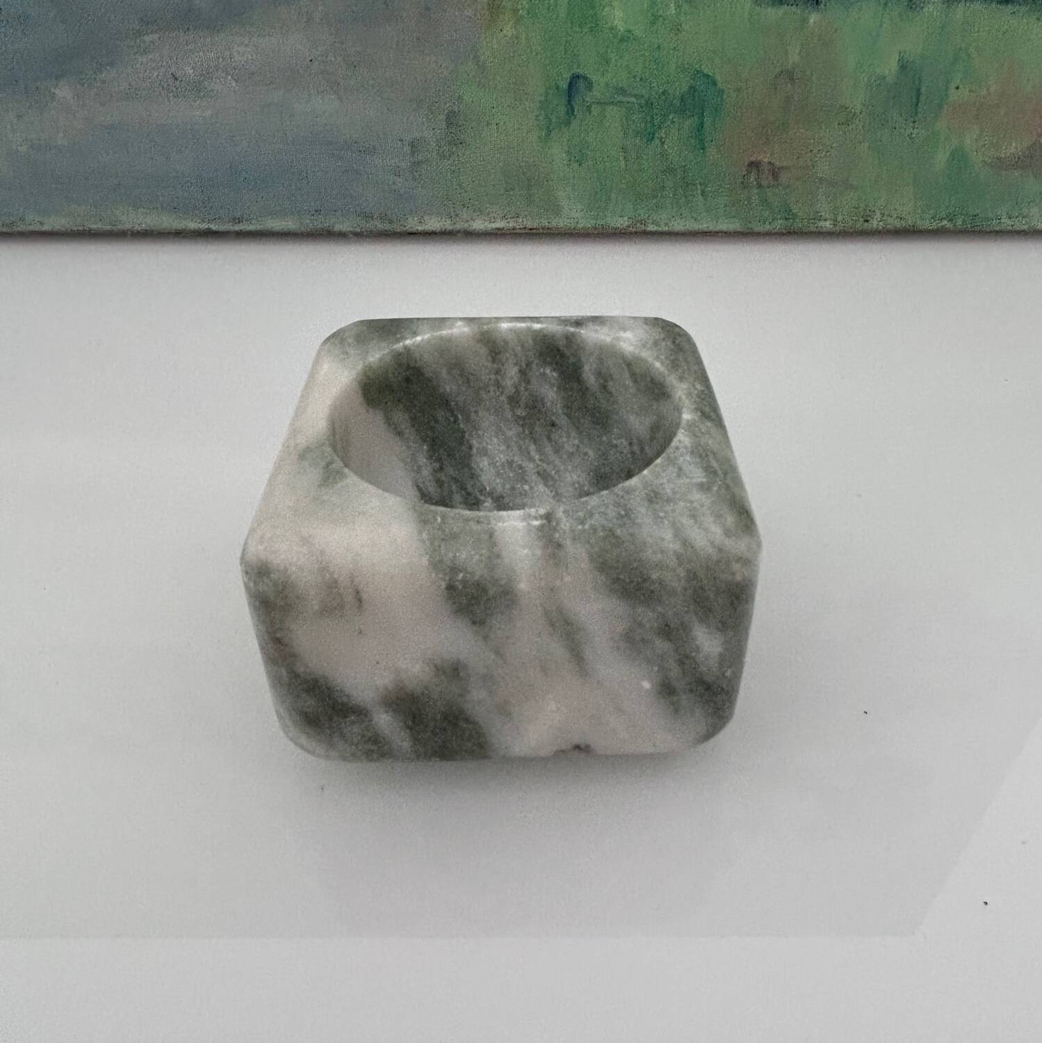 Green marble salt pot