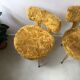 Pair of Pelfran chairs in yellow-orange moumoute