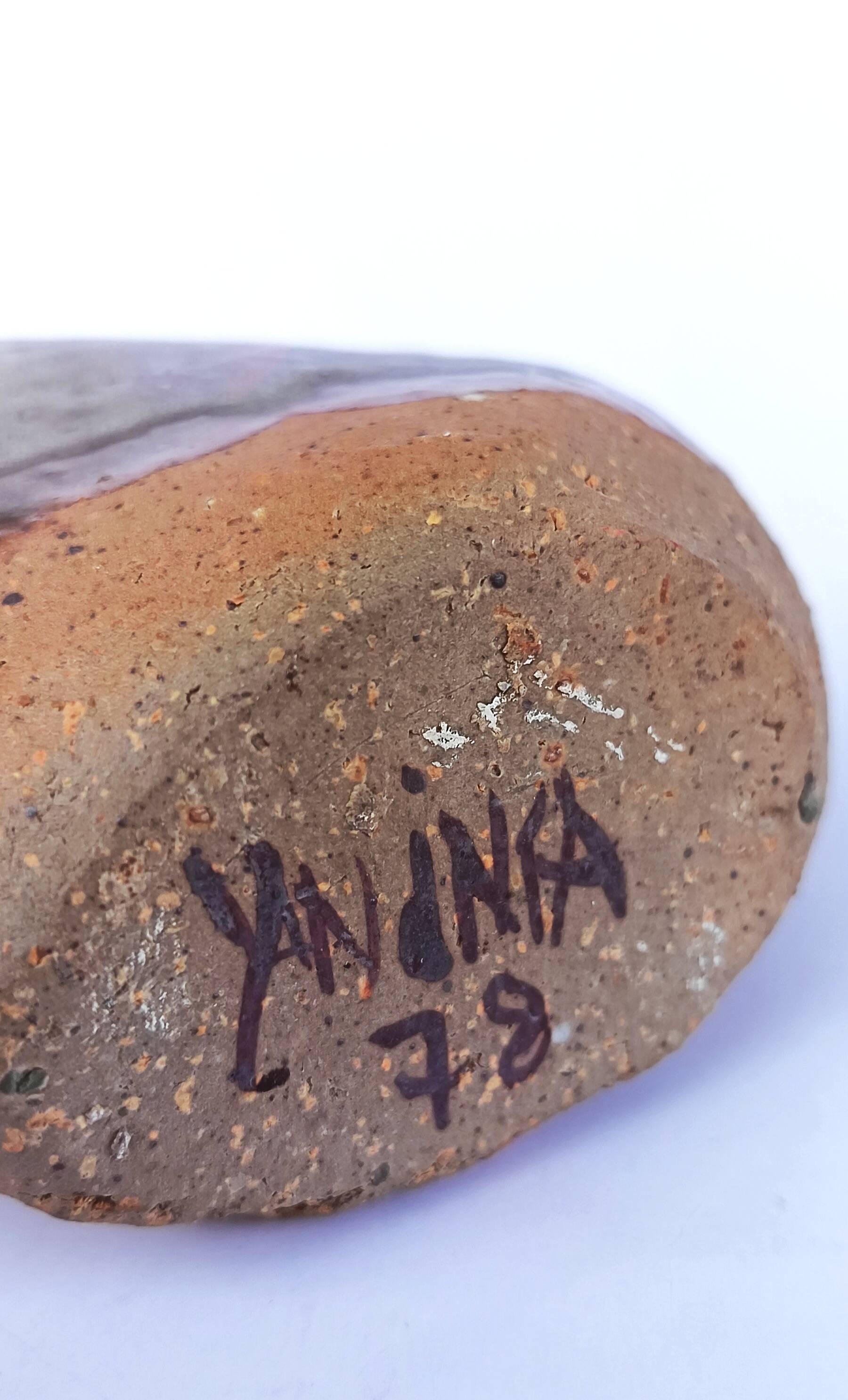 Organic stoneware vase-sculpture signed