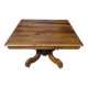 Square dining table, central leg, seats 8