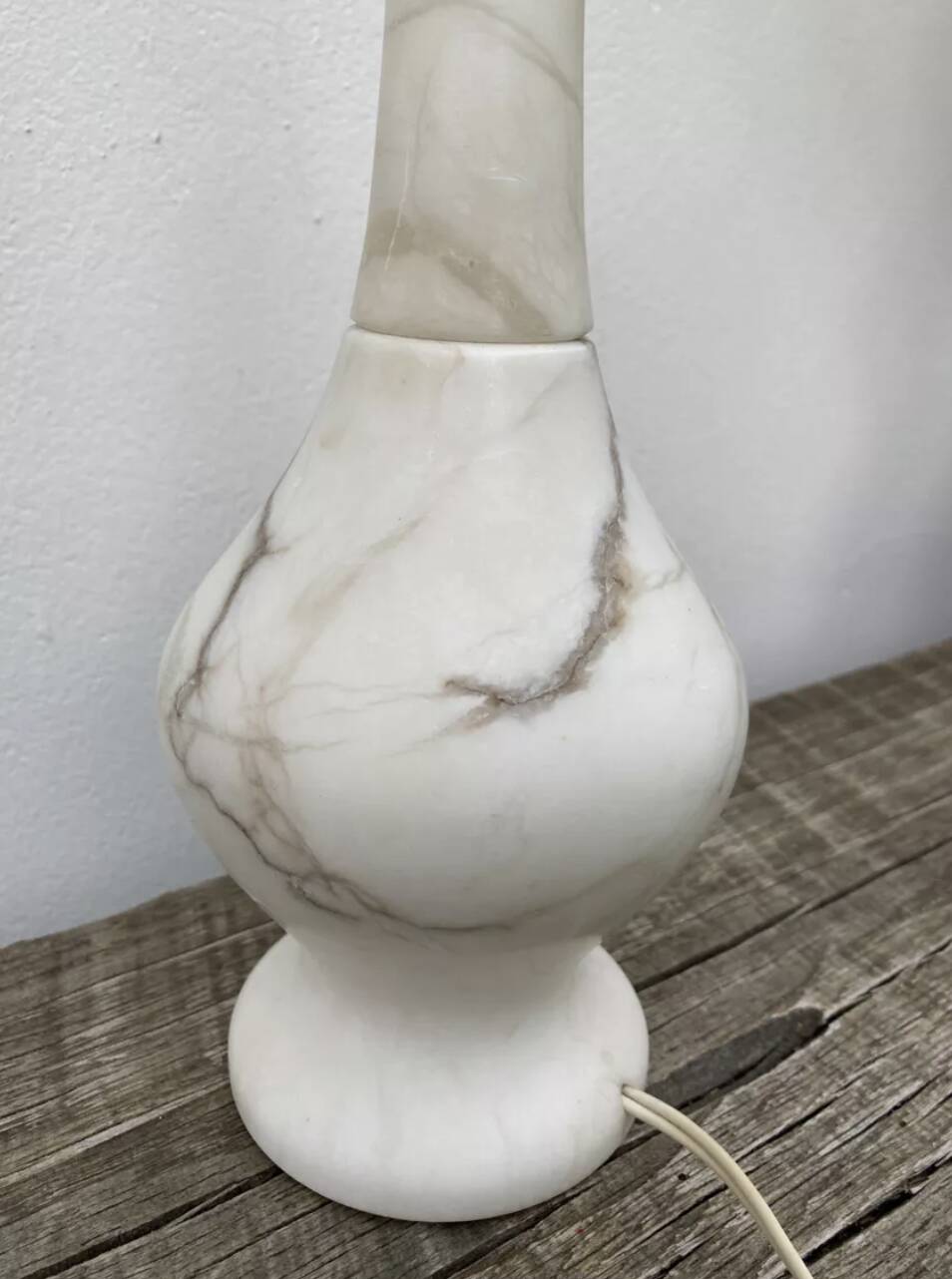 White and gray marble lamp base