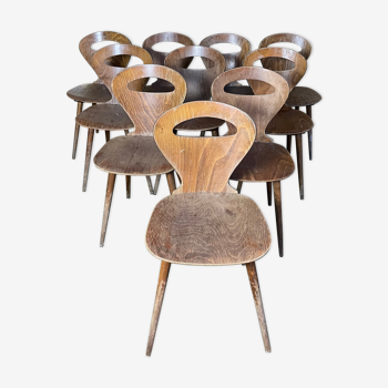 Suite de 10 chaises bistrot modèle fourmi par baumann