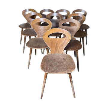 Suite of 10 bistro chairs model Ant by Baumann