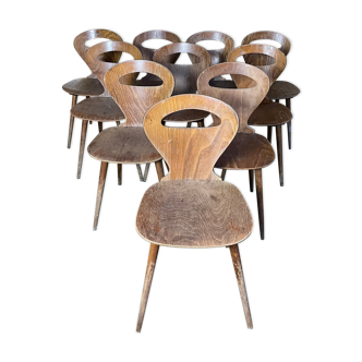 Suite of 10 bistro chairs model Ant by Baumann