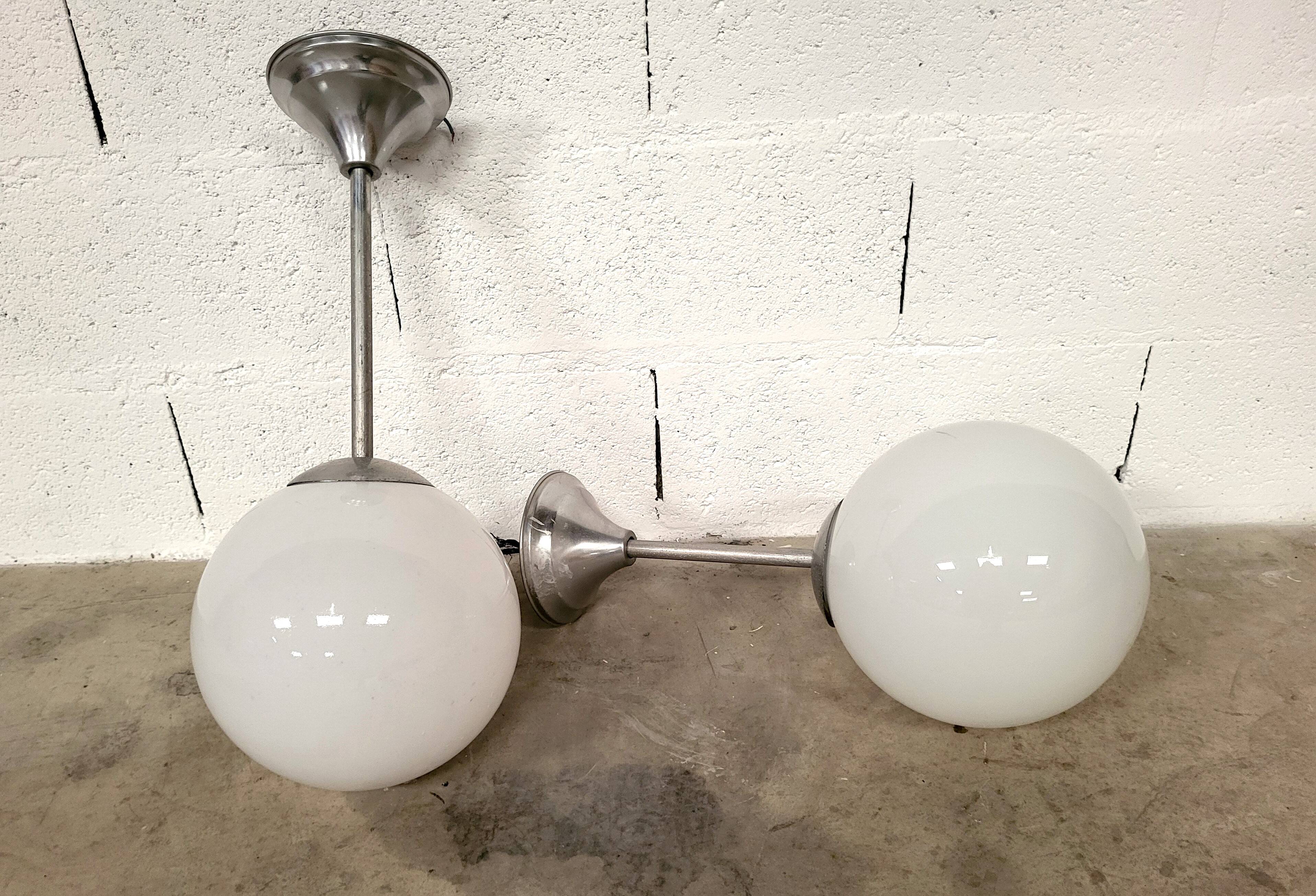 30 pendant lights, opaline chandeliers from the 50s