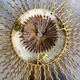 French gilt metal sunburst light fixture, Gilbert Poillerat, 1930s France