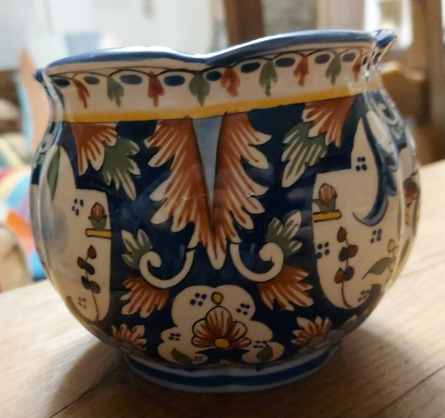 Rouen earthenware flowerpot