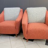 Set of pink and grey club chairs 1960s