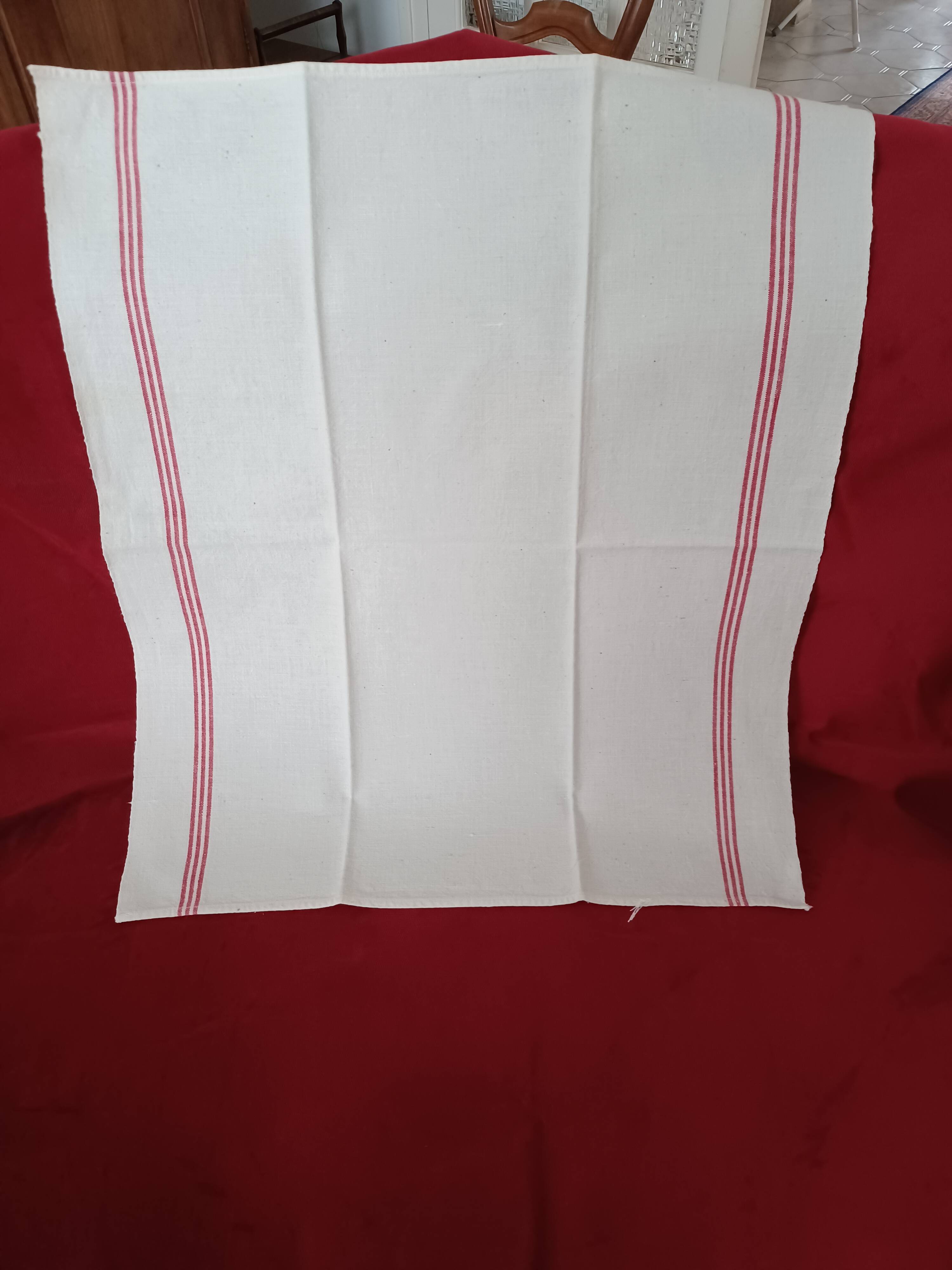 Old red battens tea towels
