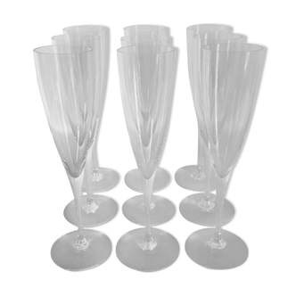 Set of 9 crystal flutes from Baccarat model dom perignon
