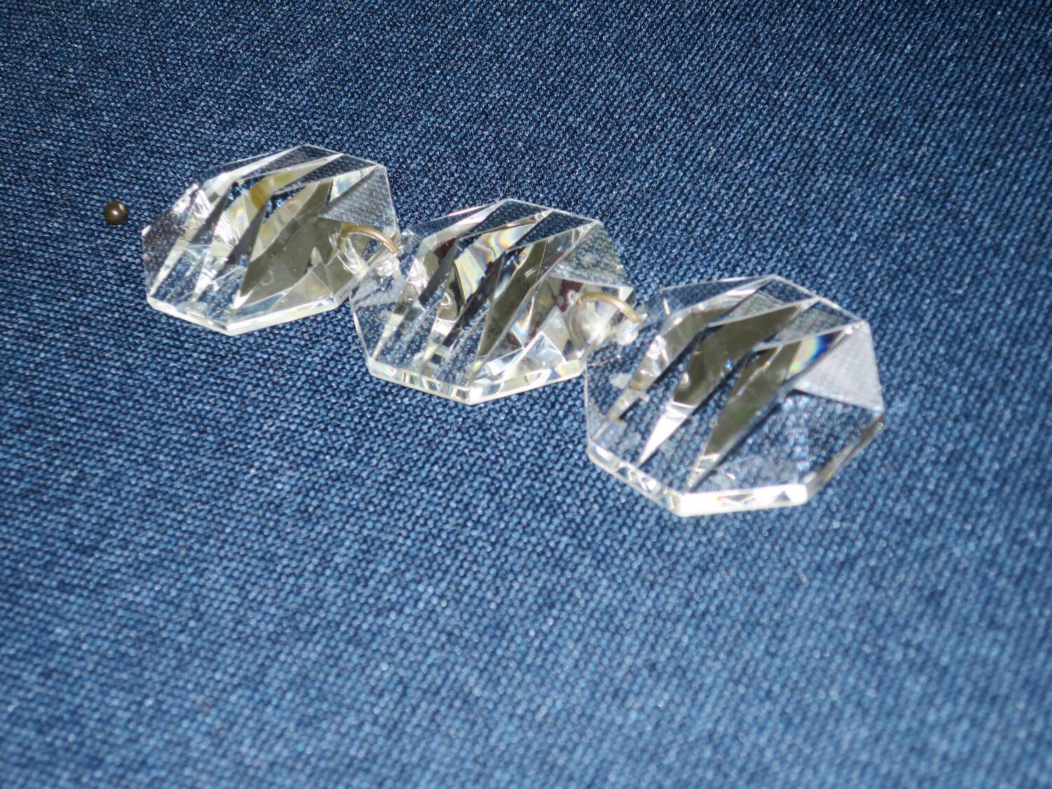 Kinkeldey brass and faceted glass 3-level chandelier, 1960s