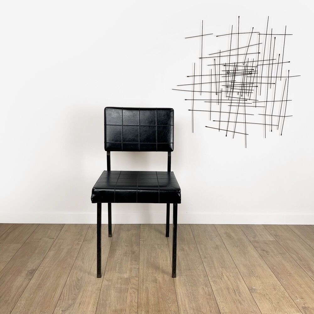 Modernist design chair metal and imitation leather 60s