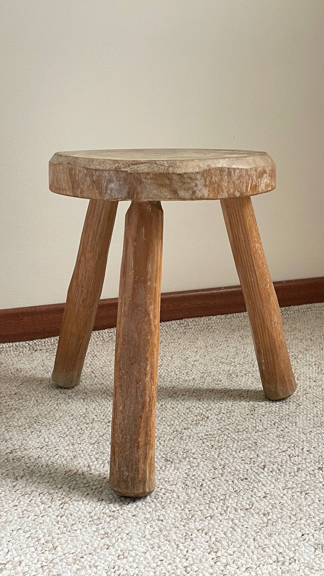 Vintage Solid Wood Tripod Stool
