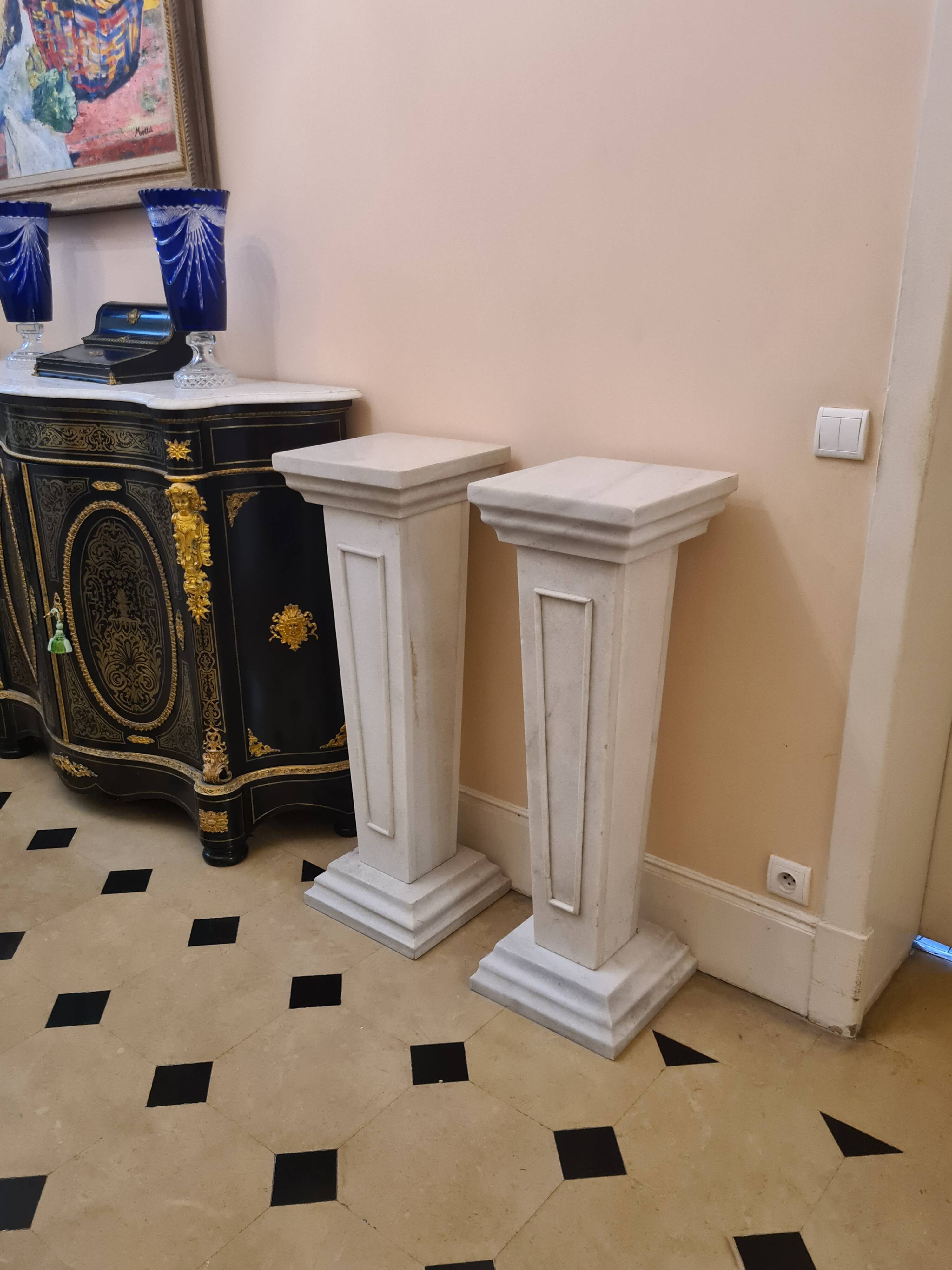Pair of louis xvi style alabaster columns