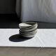 Set of 7 handmade grey glazed ceramic deep plates D18.5 H5.