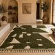Authentic pure wool Moroccan rug in green and white, 2/3 m.