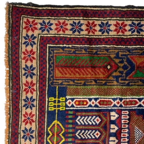 Tapis tribal afghan d'orient en laine fait main 148x84 cm