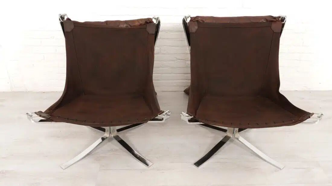 2 x vintage armchair | Falcon | Sigurd Ressell | Leather