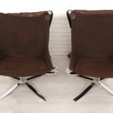 2 x vintage armchair | Falcon | Sigurd Ressell | Leather