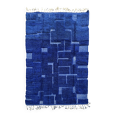 Majorelle Grid – Tapis marocain en laine – Bleu profond, design géométrique