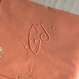 Old linen and cotton sheet terracotta