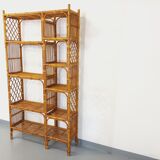 Bookcase vintage rattan shelf from the 60s