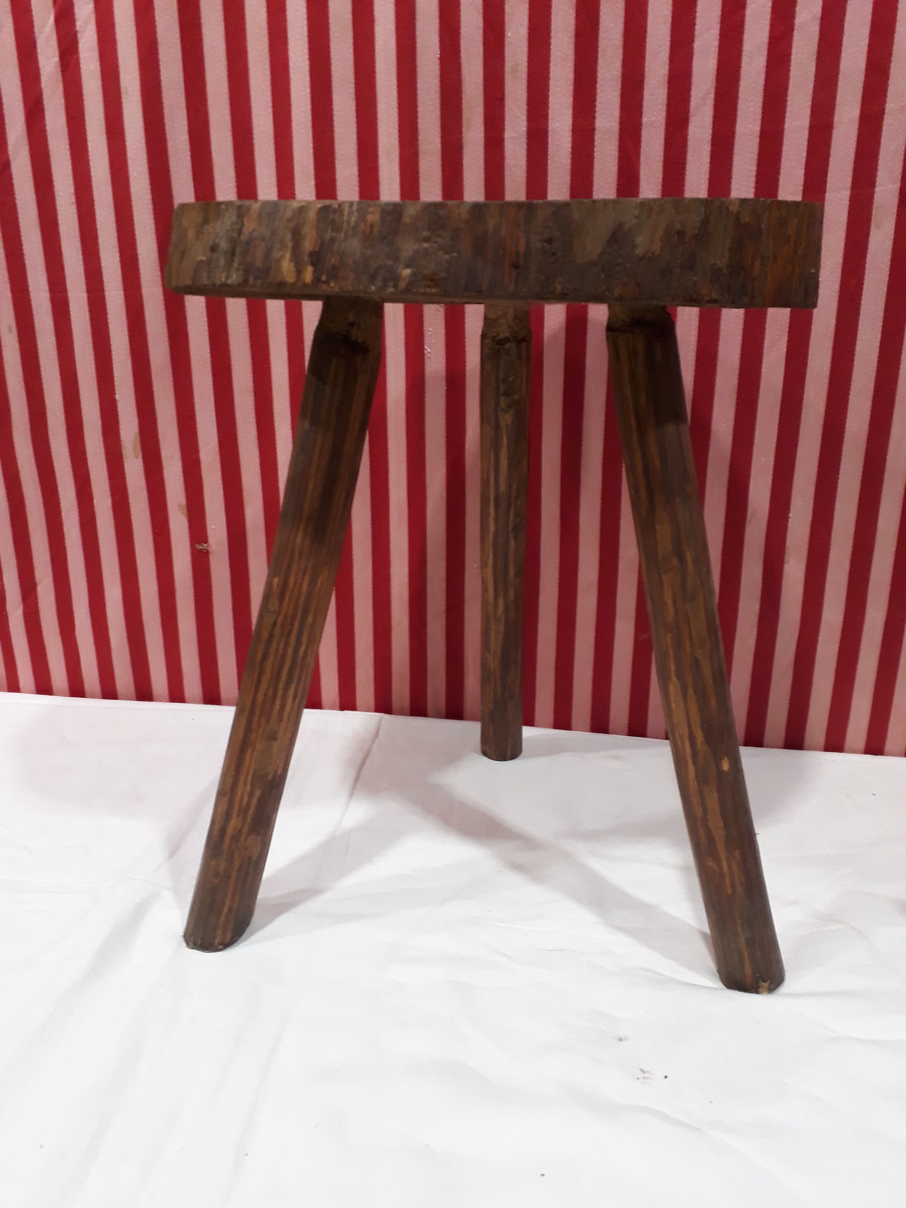 Pair of milking stools - brutalist wooden tripod
