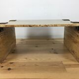Table basse en travertin jaune, années 70/80