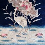 Antique 1890s Chinese Peking rug with crane design 95cm x 152cm