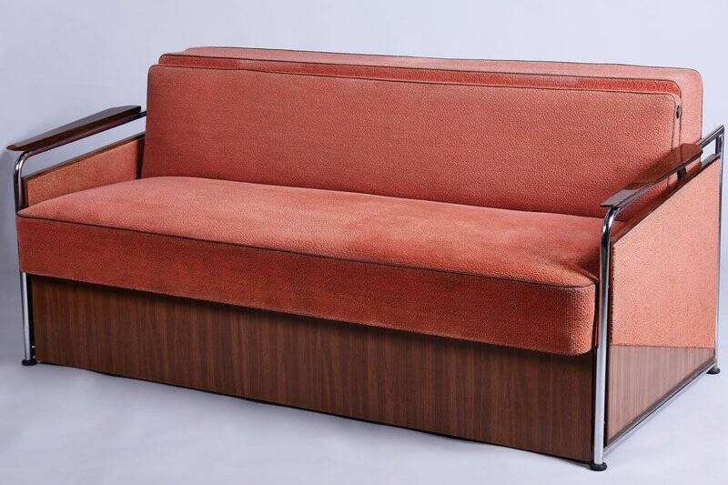 Bauhaus Seating Set in Tubular Chrome-Plated Steel, Czech, 1940s, Set of 3
