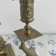 Pair of brass dolphin candlesticks, late 19th century, Napoleonic period