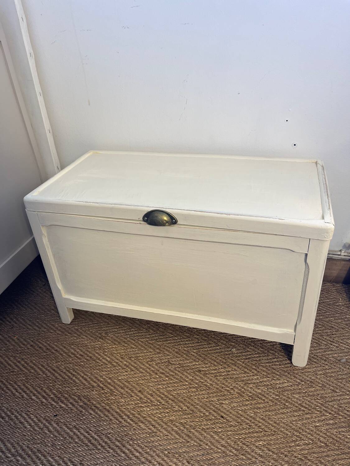 Vintage white patinated wooden chest