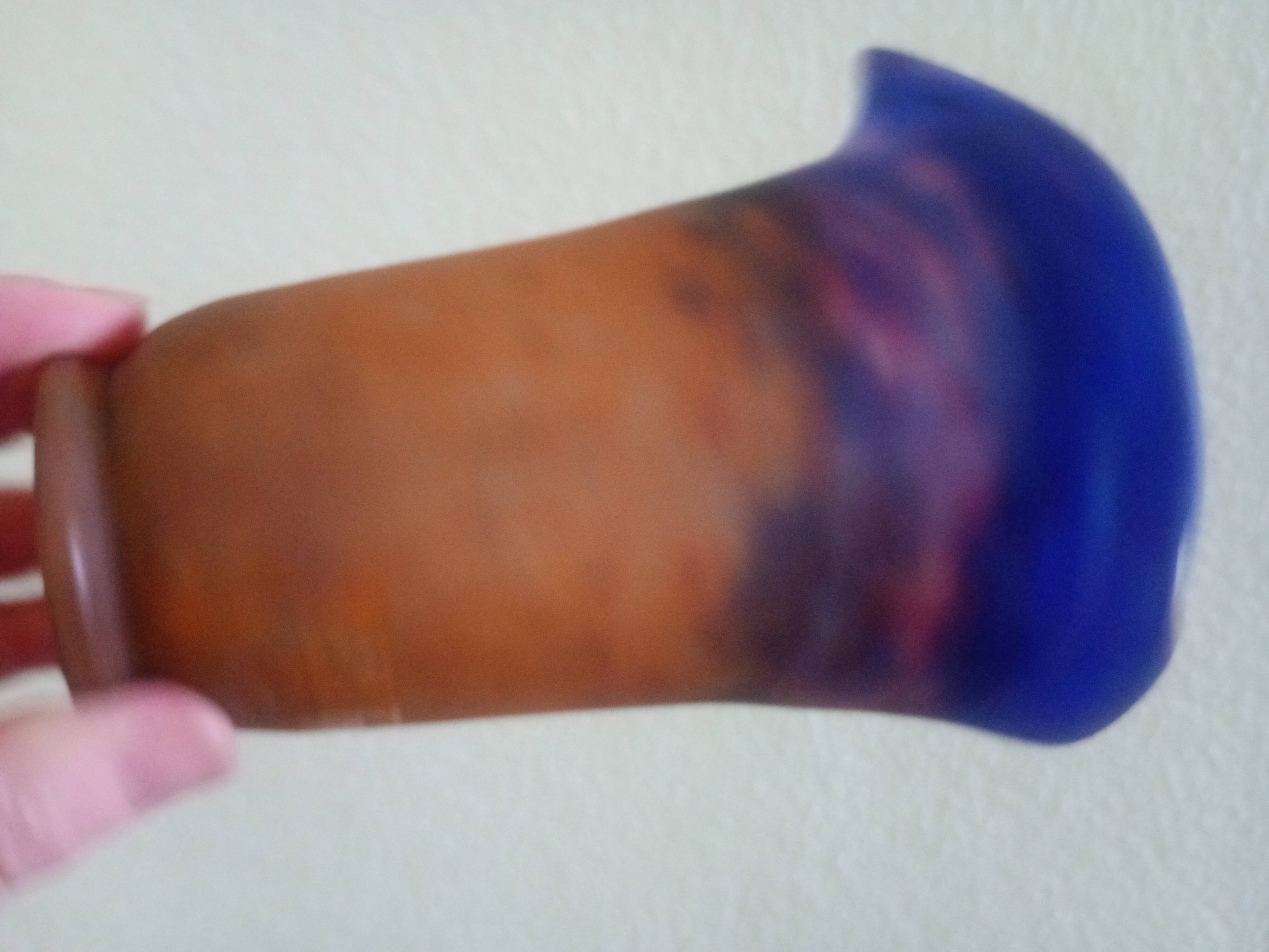 MULLER FRERES LUNEVILLE - Orange-purple marbled glass tulip - signed