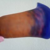 MULLER FRERES LUNEVILLE - Orange-purple marbled glass tulip - signed