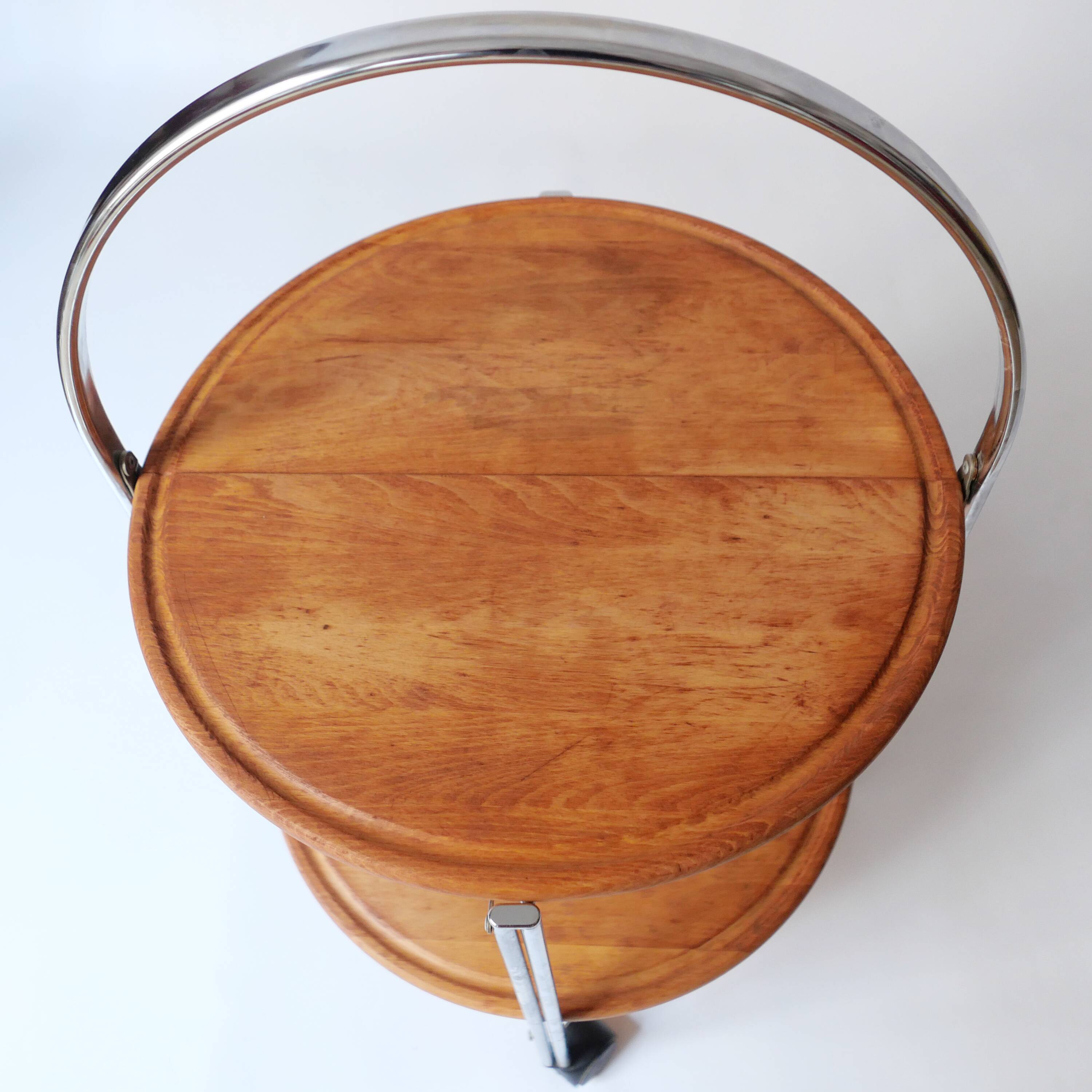 Foldable wooden rolling dessert trolley