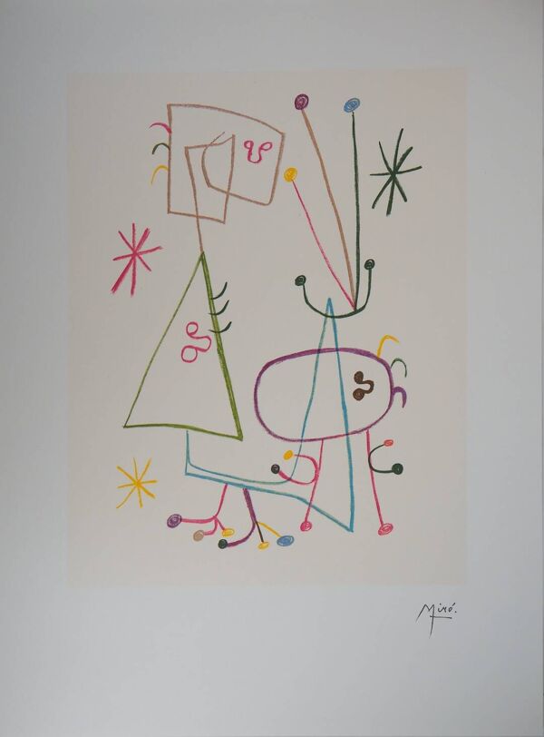 Joan Miró : Famille à l’étoile - Lithographie signée