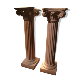 Paire colonnes en plâtre
