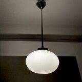 Art Deco oval white glass hanging lamp