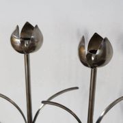 Italian Candleholders in Silver Metal from Mesa, 1970s, Set of 2