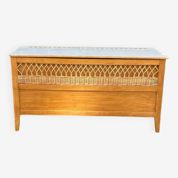 wooden and rattan chest