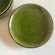 Set 5 plates flat caps dessert in green glazed earth 1960